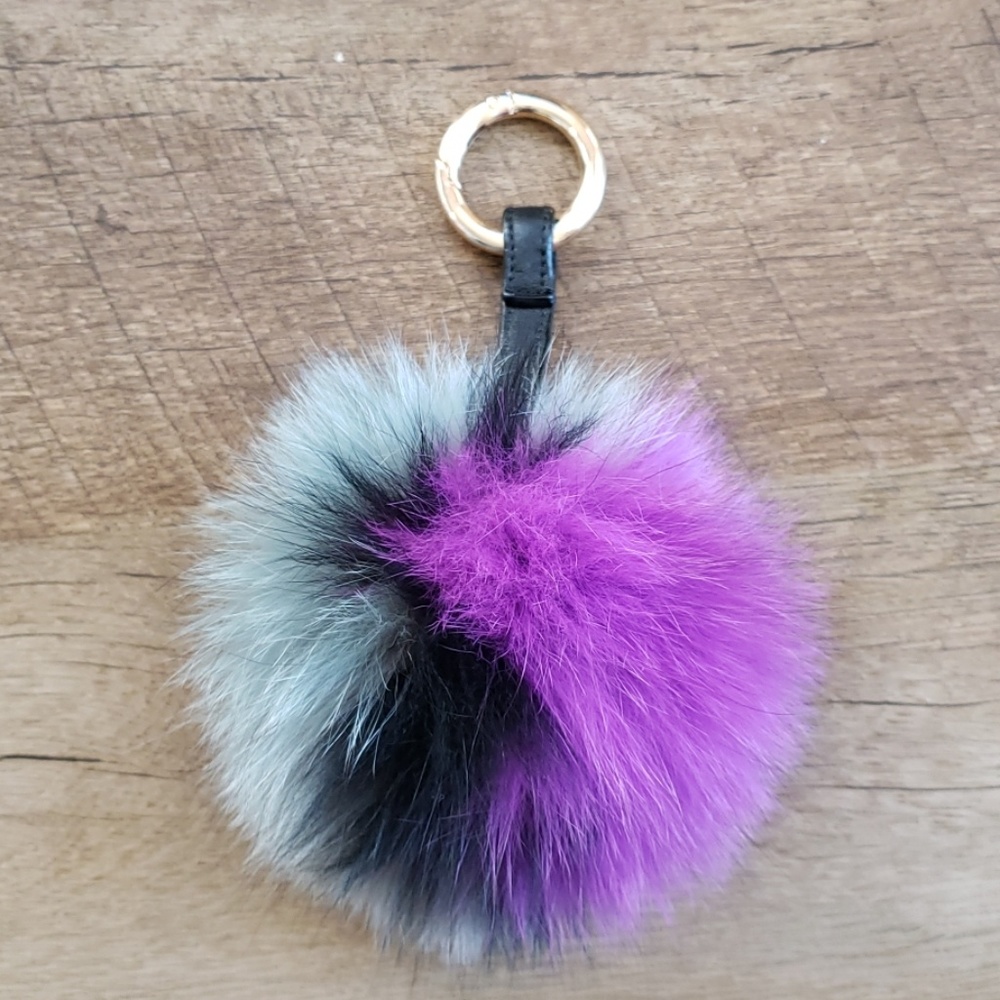 Neiman Marcus Fox-Fur Pom Pom Key Ring